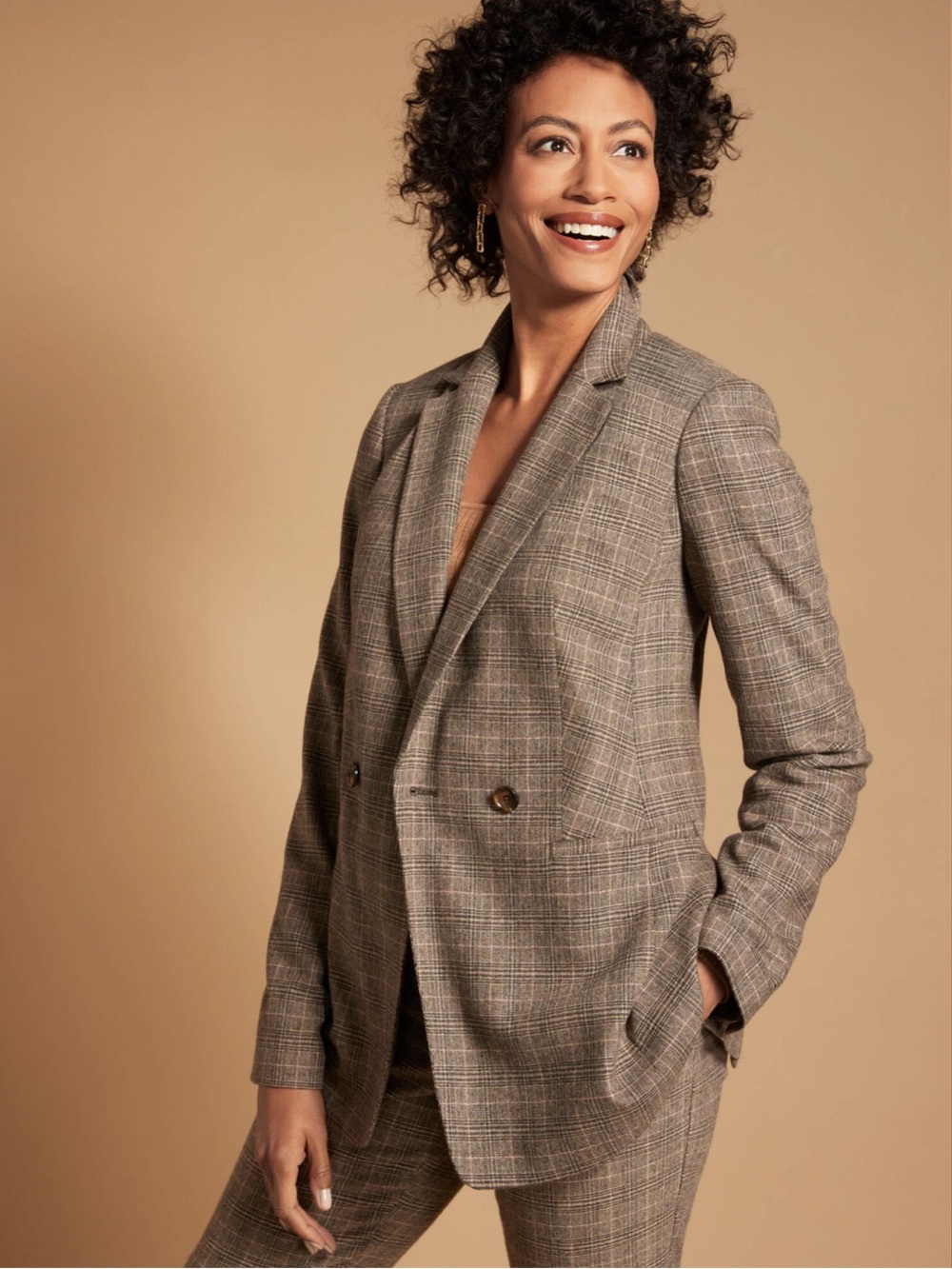 NWT Talbots size 14W Italian wool blend blazer jacket Glen Plaid business casual